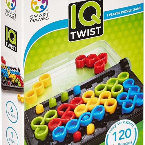 IQ Twist, a Travel Game for Kids and Adults, a Cognitive Skill-Building Brain Game – Brain Teaser for Ages 6 & Up, 120 Challenges in Travel Case