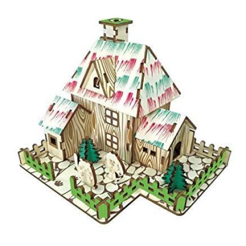 Natural Wood 3D Puzzle Wonderful Wizard Hut Wooden Jigsaw Craft Building Set